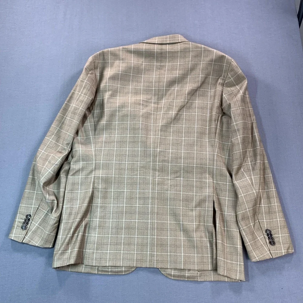 Canali Kei Blazer Mens 56R Brown Windowpane Wool Sport Coat Jacket Made In Italy